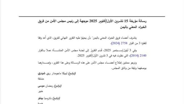 تقرير أممي يحذر: الانقسام السياسي في اليمن يُبطل فاعلية قرارات مجلس الأمن