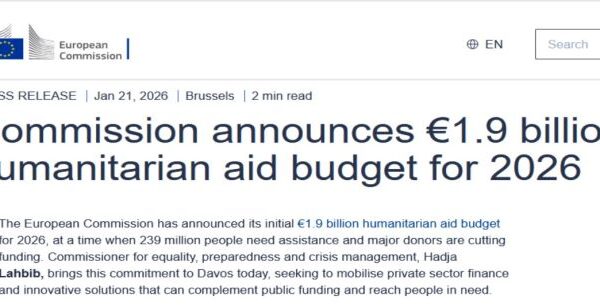 EU announces €1.9 billion aid budget for 2026 including for Yemen